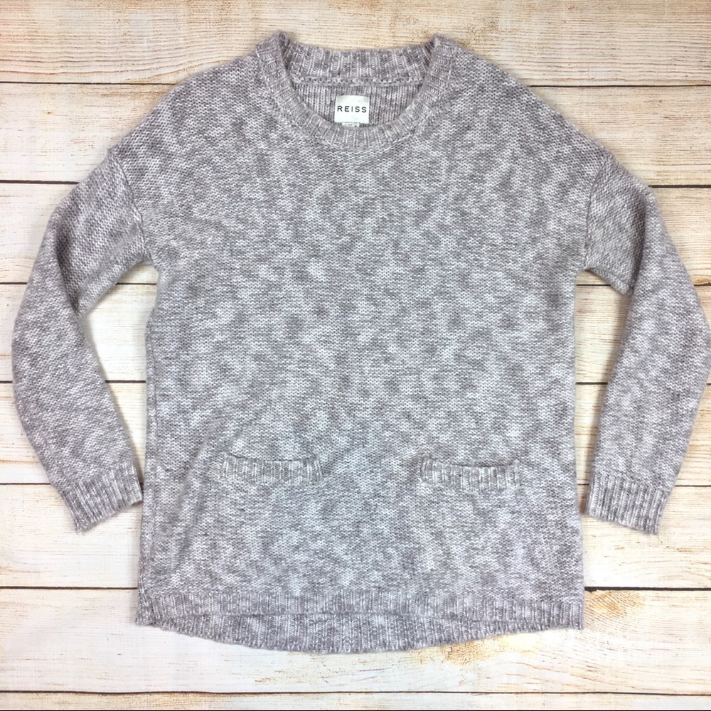 REISS pullover marled sweater w/ pockets cotton XS